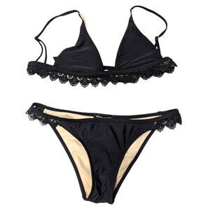 Kendall & Kylie Black Bikini Bathing Suit Lace Eyelet Size Small